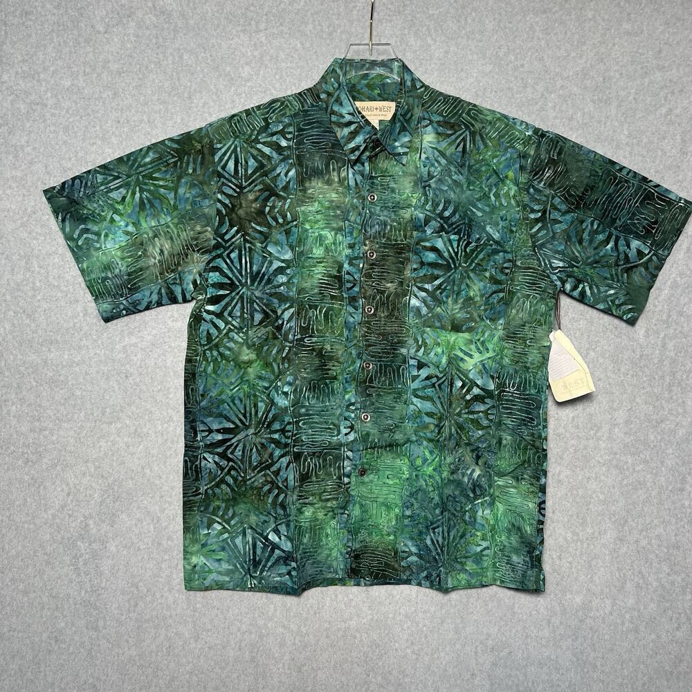 Johari West hawaiian tropical Cotton Batik Button Down New Size L